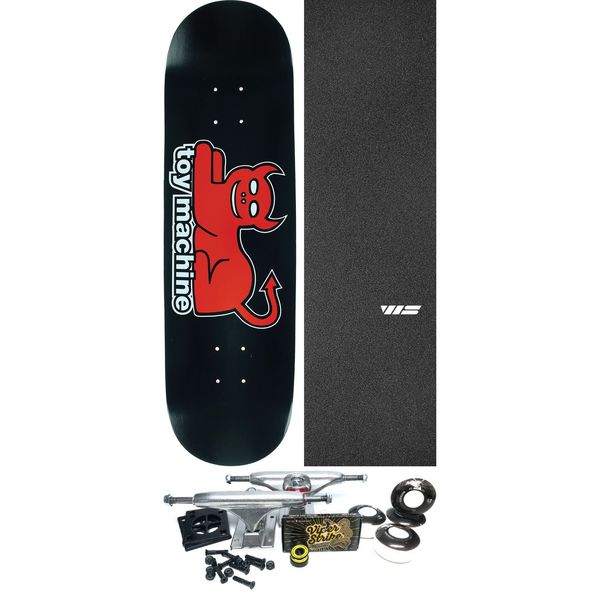 Toy Machine Skateboards Devil Cat Skateboard Deck - 8.37" x 32.5" - Complete Skateboard Bundle